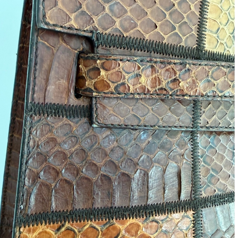 Miu Miu Python Patchwork Top Handle Crossbody Bag Brown - Picture 13 of 14
